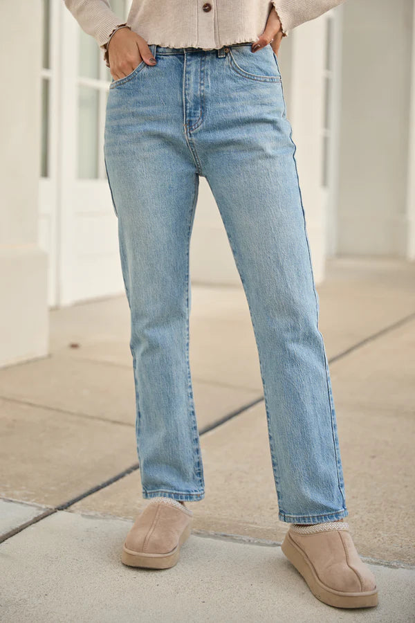 Medium Wash Straight Leg Jeans